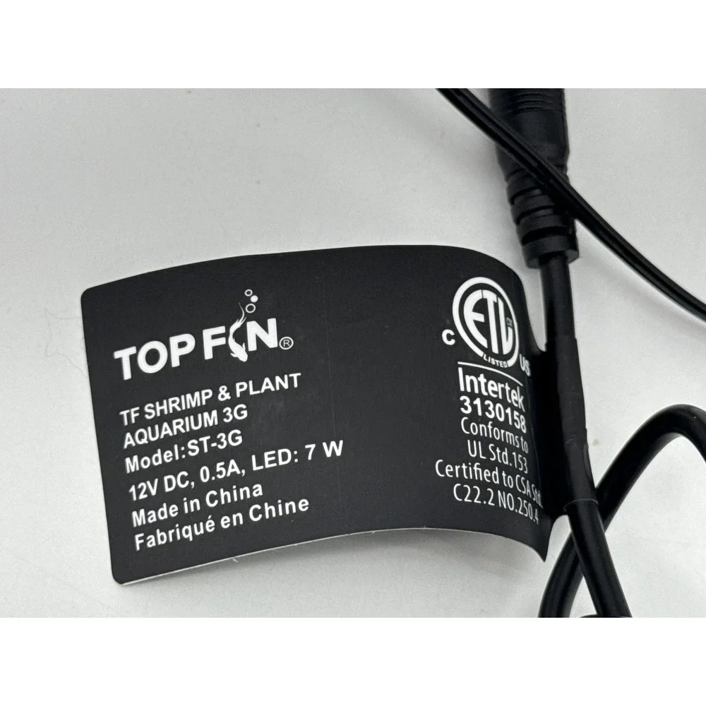 Top Fin Clip On LED Light Black DC Power IPX4 Indoor Aquarium Universal Switch